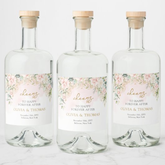 Boho eucalyptus groen blad gouden ovale boog likeurfles etiket (Flessen)