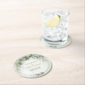 Boho eucalyptus groen blad gouden ovale boog ronde kartonnen onderzetter (Insitu)