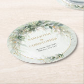 Boho eucalyptus groen blad gouden ovale boog ronde kartonnen onderzetter (Gebogen)