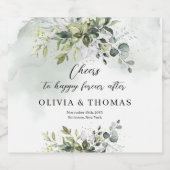 Boho eucalyptus groen gebladerte gouden schitterin likeurfles etiket (Enkel label)