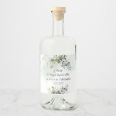 Boho eucalyptus groen gebladerte gouden schitterin likeurfles etiket (Voorkant)