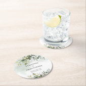 Boho eucalyptus groen gebladerte krans goud ronde kartonnen onderzetter (Insitu)