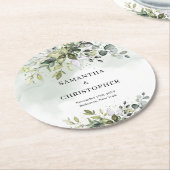 Boho eucalyptus groen gebladerte krans goud ronde kartonnen onderzetter (Gebogen)