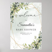 Boho eucalyptus groen goud Baby shower welkom Poster (Voorkant)