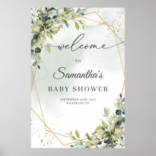 Boho eucalyptus groen goud Baby shower welkom Poster