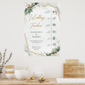 Boho Eucalyptus groen goud bruiloft Tijdlijn Poster (Keuken)