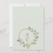Boho eucalyptus groen & gouden krans bruiloft kaart (Achterkant)