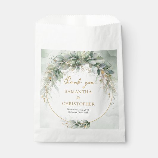 Boho Eucalyptus groen takken faux goud lijst Bedankzakje (Voorkant)