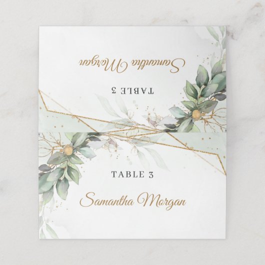 Boho Eucalyptus groen takken faux goud lijst Plaatskaartje (Buitenkant ongevouwen)