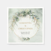 Boho Eucalyptus groen takken faux goud lijst Servet (Voorkant)