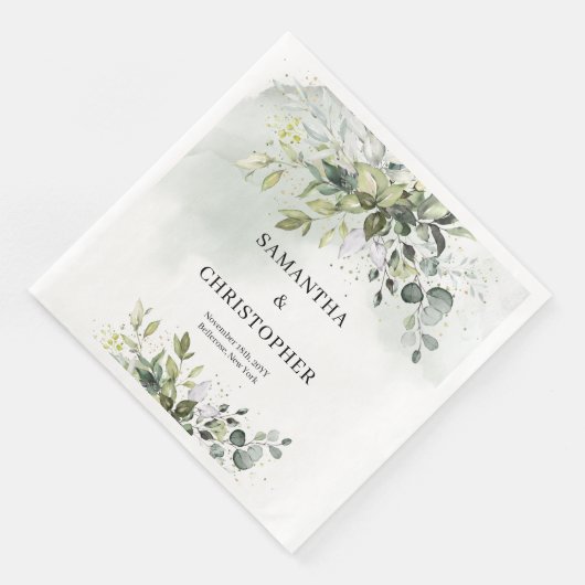 Boho Eucalyptus groen takken faux goud Servet (Hoek)