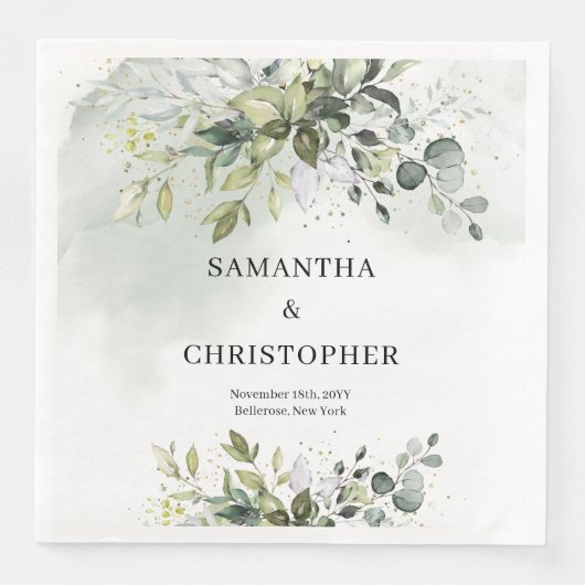 Boho Eucalyptus groen takken faux goud Servet (Voorkant)