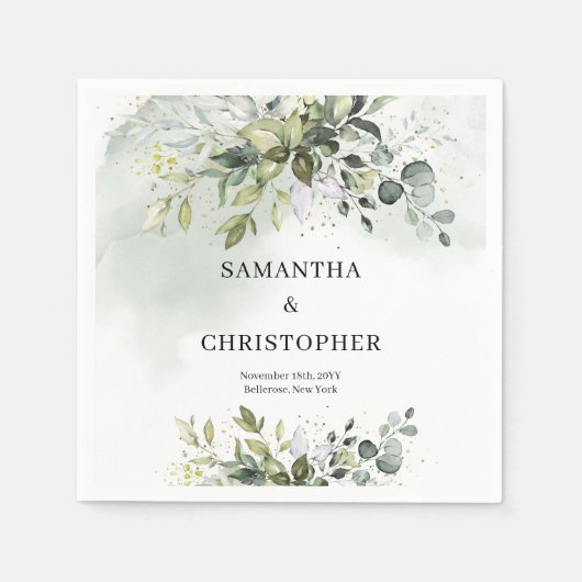 Boho Eucalyptus groen takken faux goud Servet (Voorkant)