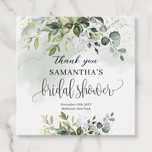 Boho Eucalyptus groen takken goud Bridal Bedankjes Labels (Voorkant)