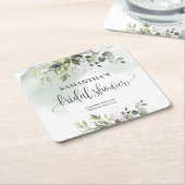 Boho Eucalyptus groen takken goud Bridal Kartonnen Onderzetters (Schuin)