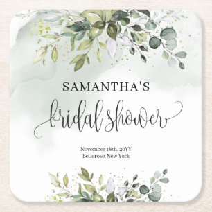 Boho Eucalyptus groen takken goud Bridal Kartonnen Onderzetters