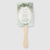 Boho Eucalyptus groen takken goud programma Handwaaier (Voorkant)