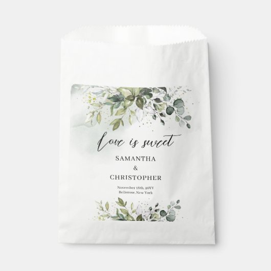 Boho Eucalyptus groen takken gouden schitteringen Bedankzakje (Voorkant)