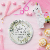 Boho Eucalyptus groen takken zoet zestien Papieren Bordje (Feest)