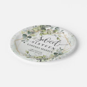 Boho Eucalyptus groen takken zoet zestien Papieren Bordje (Gekanteld)