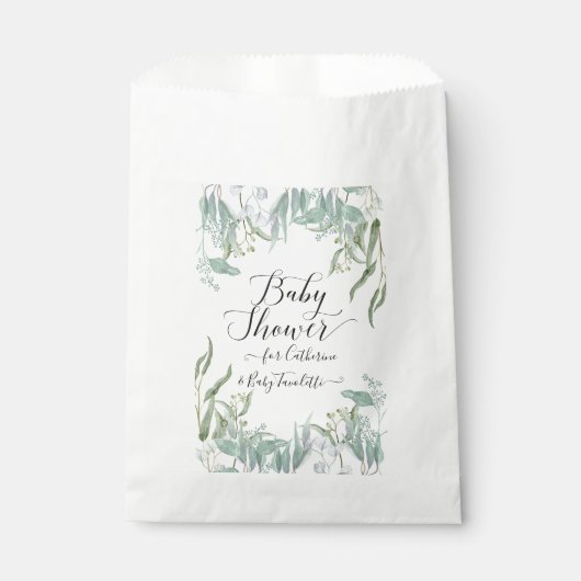 BOHO Eucalyptus groen Waterverf Baby shower Bedankzakje (Voorkant)