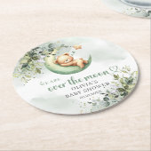 Boho eucalyptus groene teddybeer over de maan ronde kartonnen onderzetter (Gebogen)