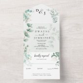 Boho Eucalyptus Groene Zomer Bruiloft All In One Uitnodiging (Binnen)