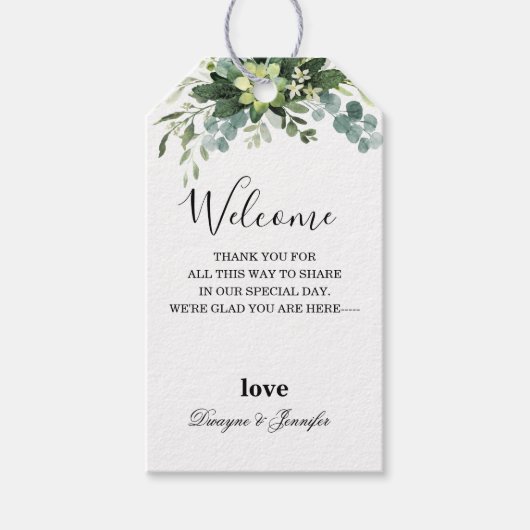 Boho Eucalyptus Groene Zomer Bruiloft Cadeaulabel (Voorkant)