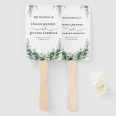 Boho Eucalyptus Groene Zomer Bruiloft Handwaaier (Voorkant en achterkant)