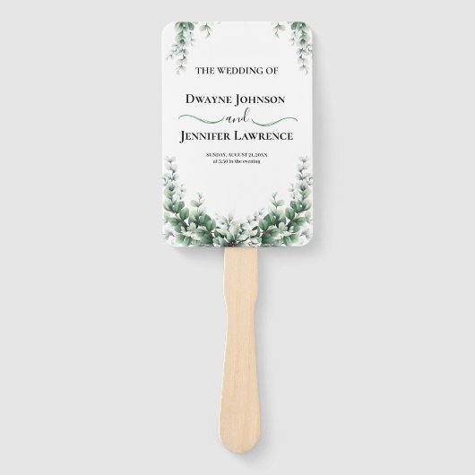 Boho Eucalyptus Groene Zomer Bruiloft Handwaaier (Voorkant)