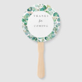 Boho Eucalyptus Groene Zomer Bruiloft Handwaaier (Achterkant)