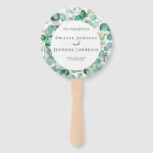 Boho Eucalyptus Groene Zomer Bruiloft Handwaaier (Voorkant)