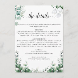 Boho Eucalyptus Groene Zomer Bruiloft Informatiekaartje