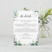 Boho Eucalyptus Groene Zomer Bruiloft Informatiekaartje (Staand voorkant)