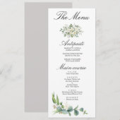 Boho Eucalyptus Groene Zomer Bruiloft Menu (Voorkant / Achterkant)