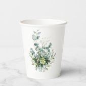 Boho Eucalyptus Groene Zomer Bruiloft Papieren Bekers (Achterkant)