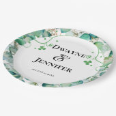 Boho Eucalyptus Groene Zomer Bruiloft Papieren Bordje (Gekanteld)