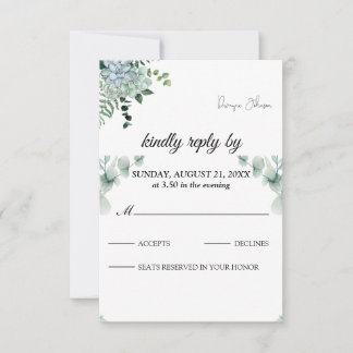Boho Eucalyptus Groene Zomer Bruiloft RSVP Kaartje