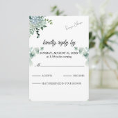 Boho Eucalyptus Groene Zomer Bruiloft RSVP Kaartje (Staand voorkant)