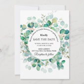Boho Eucalyptus Groene Zomer Bruiloft Save The Date (Voorkant)
