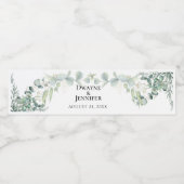 Boho Eucalyptus Groene Zomer Bruiloft Waterfles Etiket (Enkel label)
