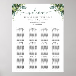 Boho Eucalyptus Groene Zomer Bruiloft Zitplaatsen  Poster