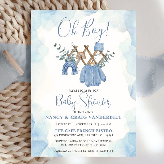 Boho Eucalyptus Jongenskleding  Baby shower Kaart