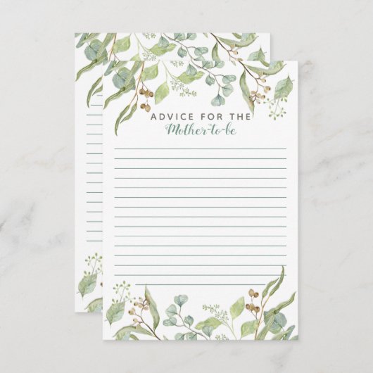 BOHO Eucalyptus Leaf Foliage Waterverf Greenery Advieskaart (Voorkant / Achterkant)