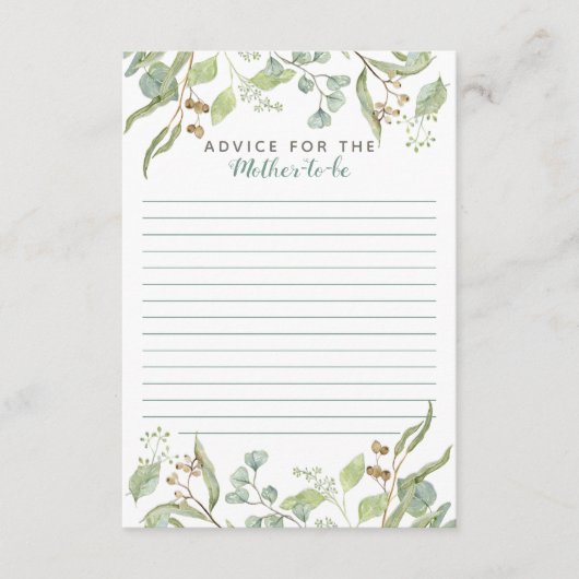 BOHO Eucalyptus Leaf Foliage Waterverf Greenery Advieskaart (Voorkant)