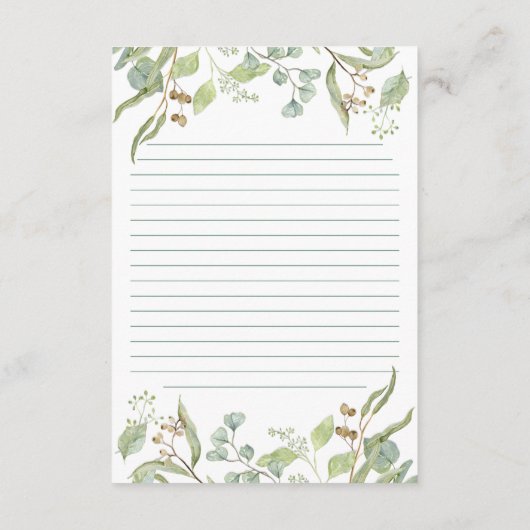 BOHO Eucalyptus Leaf Foliage Waterverf Greenery Advieskaart (Achterkant)