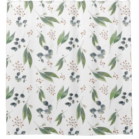 Boho eucalyptus leaf groene bladbloem douchegordijn (Voorkant)