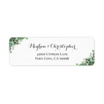 Boho Eucalyptus Leaf Wedding Return Label