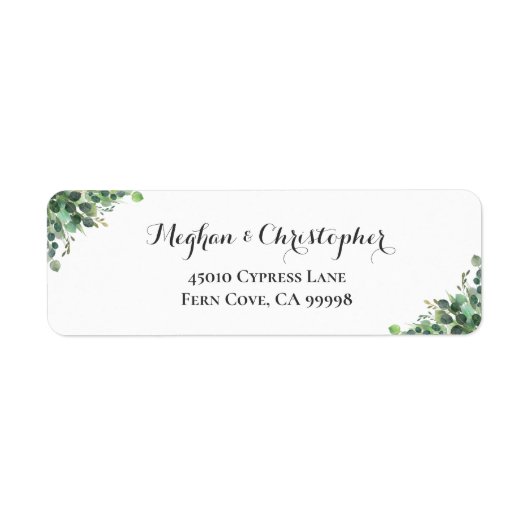 Boho Eucalyptus Leaf Wedding Return Label (Voorkant)