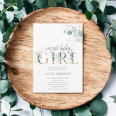 Boho Eucalyptus Leaves Baby Girl Shower Kaart